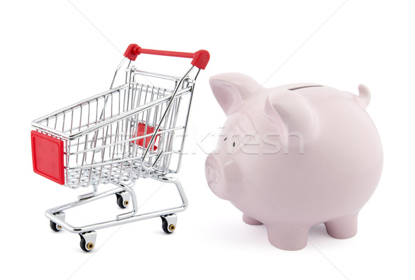 Alcancía cesta de la compra negocios dinero tienda tienda Foto stock © sqback