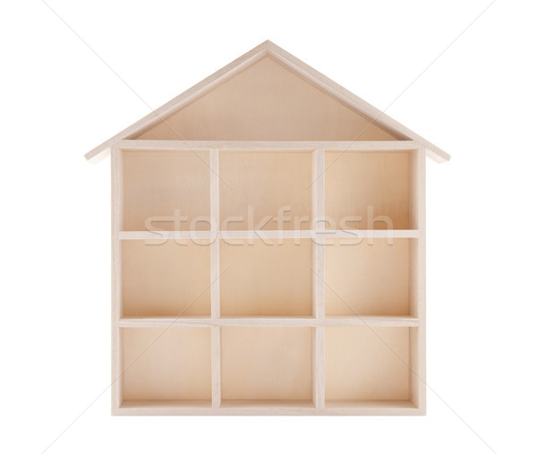 Wooden house shaped shelf isolated on white  Stock photo © sqback