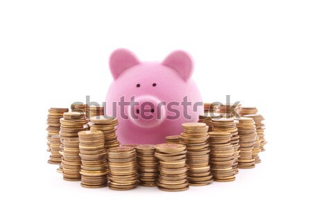 Stockfoto: Spaarvarken · munten · business · financieren · cash