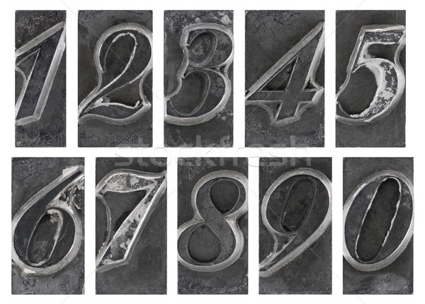 Old metal type numbers isolated on white Stock photo © sqback
