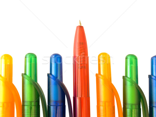 Red pen in the row of the multicolored ballpoint pens	 Stock photo © SRNR