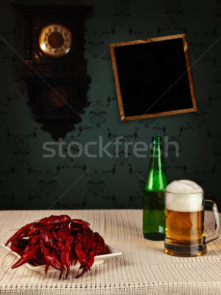 Stock photo: crawfishes and beer