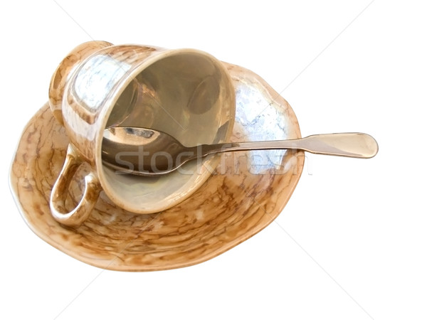 блюдце Кубок чашку кофе ложку белый кухне Сток-фото © SRNR