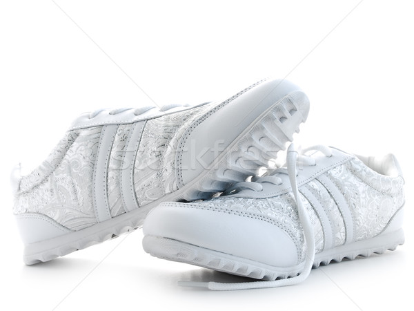 Joggen Schuhe Paar weiß Sport Schuh Stock foto © SRNR