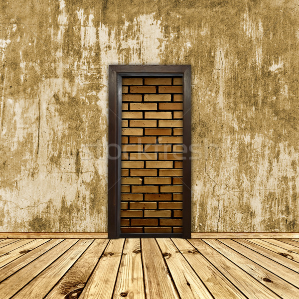 Fara sperante interior uşă zid de cărămidă perete retro Imagine de stoc © SRNR