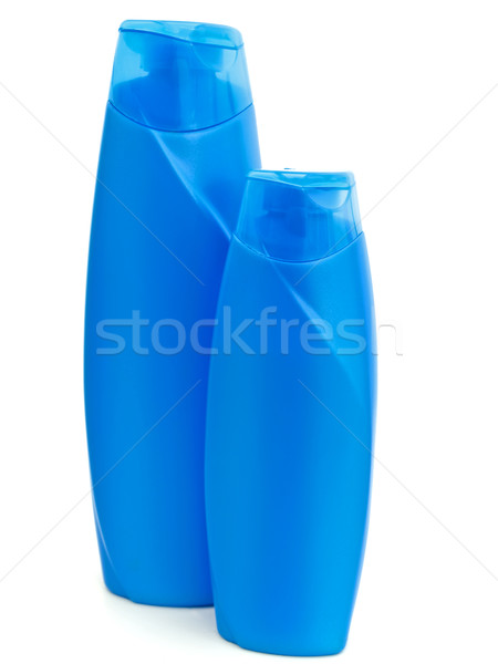 şampon sticle doua plastic albastru alb Imagine de stoc © SRNR