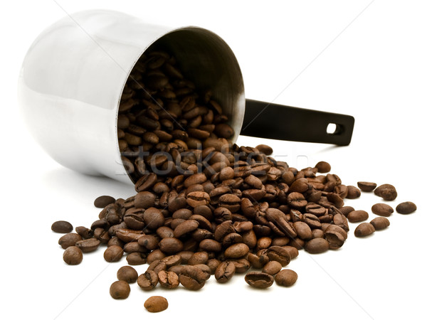 Turc boabe de cafea alb energie epocă oală Imagine de stoc © SRNR
