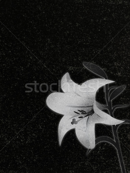 Foto stock: Decorado · granito · lápide · lírio · decoração · preto