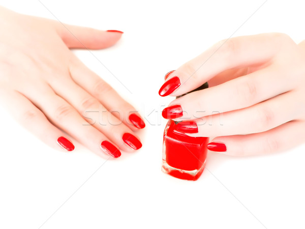 Manicure kobieta okładka paznokcie czerwony Zdjęcia stock © SRNR