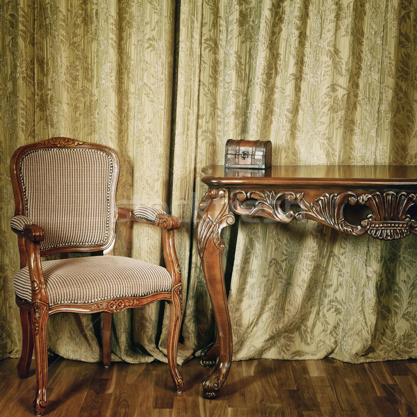 Krzesło opowieść okno biurko meble tkaniny Zdjęcia stock © SRNR