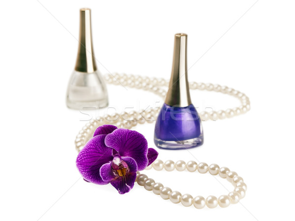 指甲油 珍珠 珠 白 花 首飾 商業照片 © SRNR