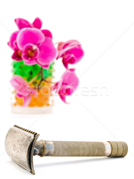 Orchidea üveg borotválás borotva ódivatú terv Stock fotó © SRNR