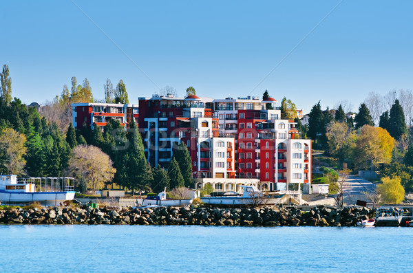 Foto stock: Casas · cidade · distrito · céu · casa · verão