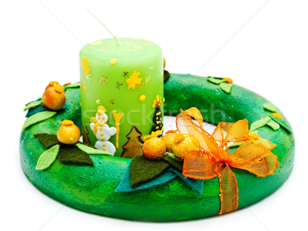гирлянда ручной работы зеленый свечу белый праздник Сток-фото © SRNR