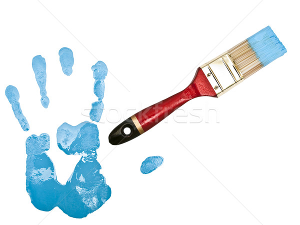 手 打印 怒髮衝冠 藍色 白 抽象 商業照片 © SRNR