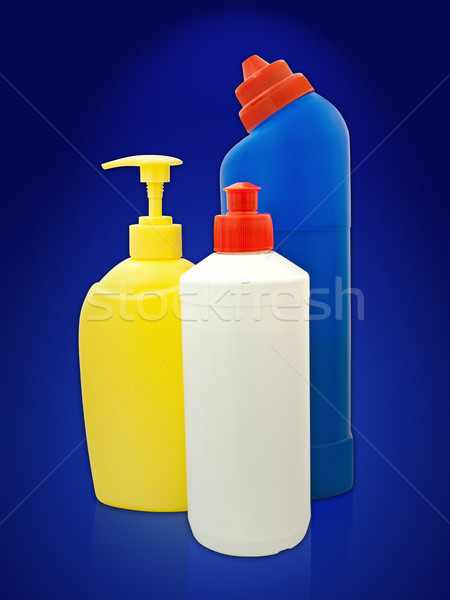Piperecikkek üvegek különböző műanyag kék kozmetikai Stock fotó © SRNR