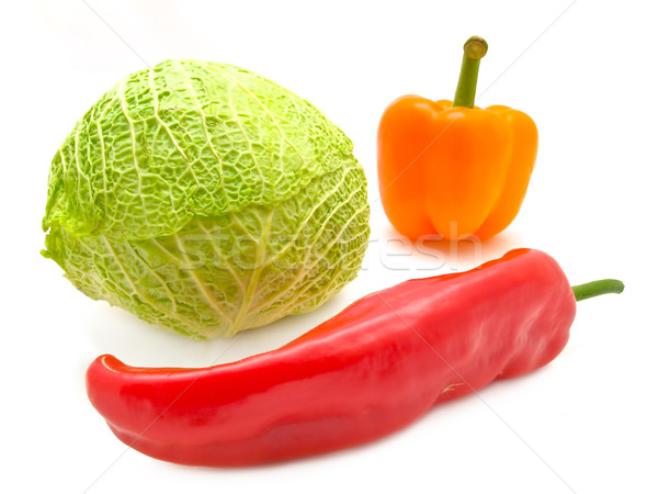 Stock photo: pepper and cabbage