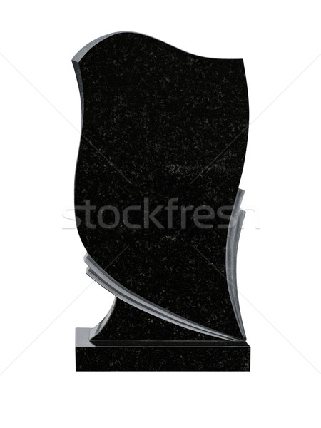 Piatra de mormant gol negru granit izolat alb Imagine de stoc © SRNR