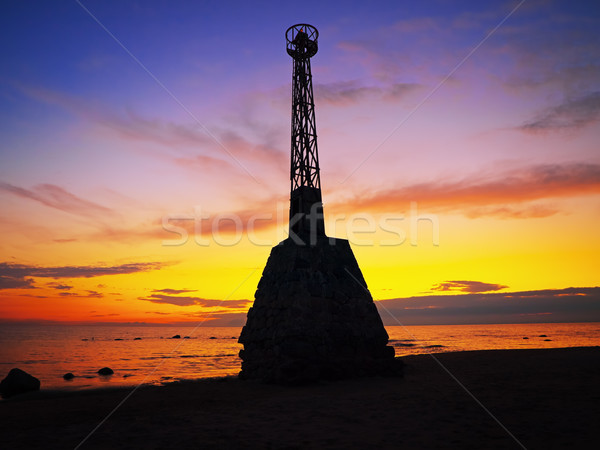 Balise bâtiment construction coucher du soleil nature paysage [[stock_photo]] © SRNR