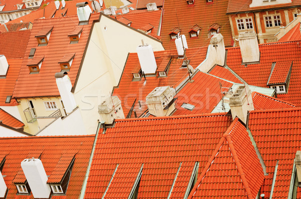 Foto stock: Telhados · Praga · topo · ver · azulejos · velho