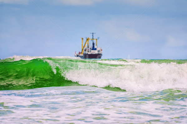 волны морем черный грузовое судно горизонте воды Сток-фото © SRNR