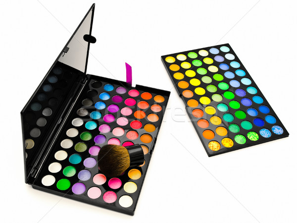 Multicolored Eye Shadows and Cosmetic Brush Stock photo © SRNR
