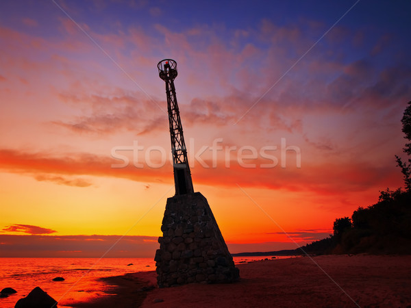 Balise bâtiment construction coucher du soleil nature paysage [[stock_photo]] © SRNR