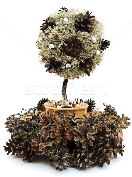 Dekoratív fa girland kézzel készített fenyőfa természet Stock fotó © SRNR