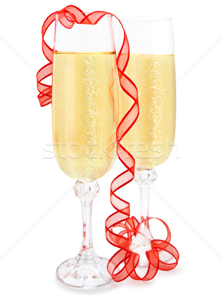 şampanya iki zarif gözlük beyaz Stok fotoğraf © SRNR