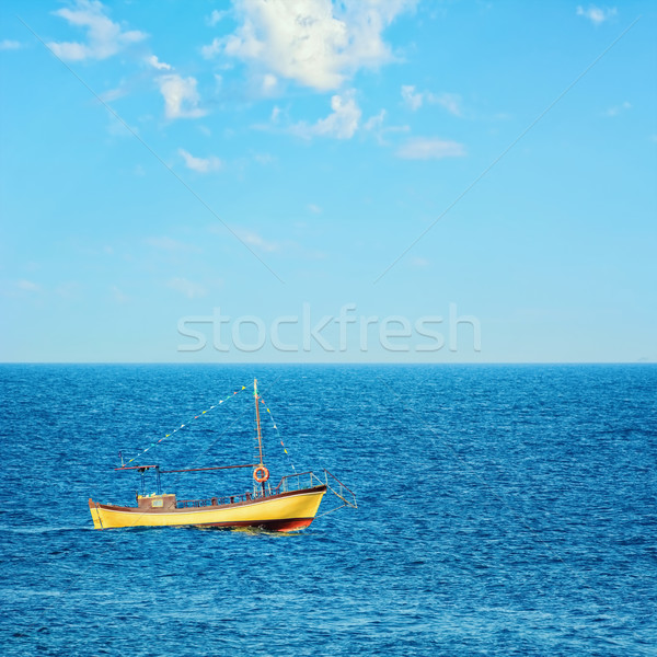 Stockfoto: Motorboot · zwarte · zee · water · oceaan · boot