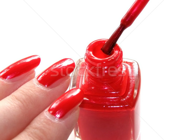 Manicure paznokcie fiolka czerwony kolor lakier do paznokci Zdjęcia stock © SRNR