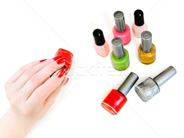 Manicure mulher pronto cobrir unhas vermelho Foto stock © SRNR