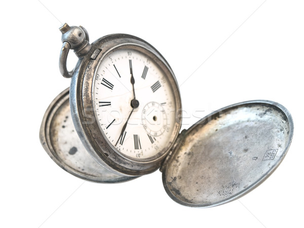 Old silver clock over the white background
 Stock photo © SRNR