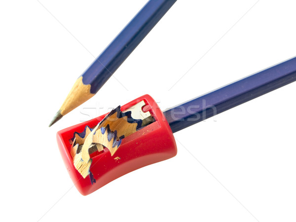 Izolált kettő ceruzák ceruzahegyező fa kék Stock fotó © SRNR