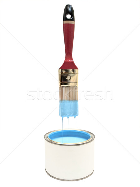 Borste kann blau Farbe weiß malen Stock foto © SRNR