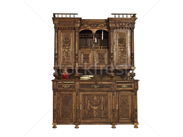 Stockfoto: Vintage · garderobe · oude · houten · ingericht · witte