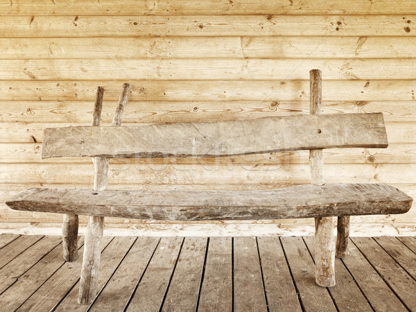 ベンチ 古い 木製 壁 木材 抽象的な ストックフォト © SRNR