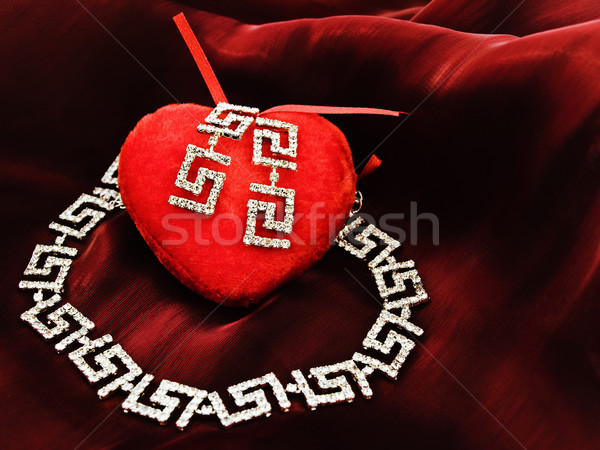Walentynki biżuteria czerwony plusz serca zestaw Zdjęcia stock © SRNR