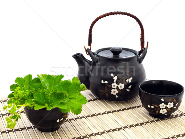 Kínai tea szertartás asztal adag bambusz Stock fotó © SRNR