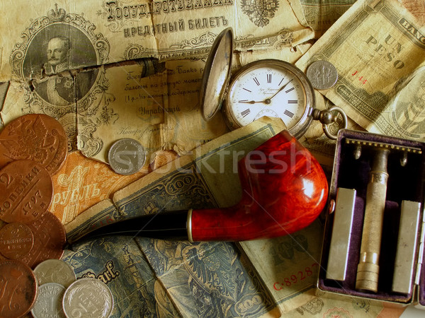 Rury starych ceny zegar brzytwa dymu Zdjęcia stock © SRNR