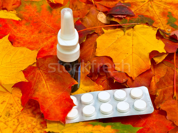 autumn leaves and medicament Stock photo © SRNR