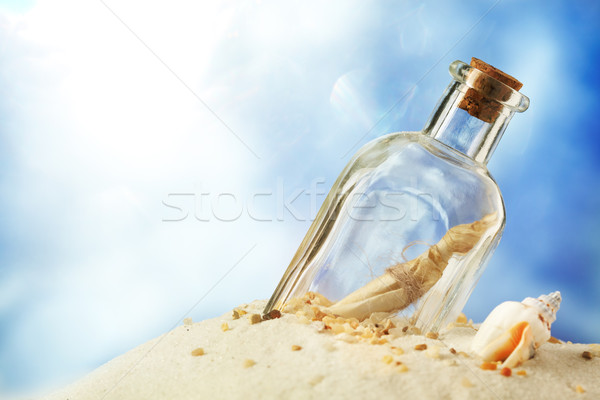 Bericht fles hemel wolken glas achtergrond Stockfoto © SSilver