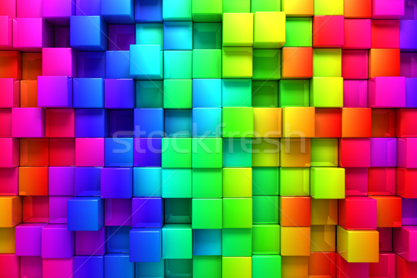 Stock fotó: Szivárvány · színes · dobozok · textúra · absztrakt · kék