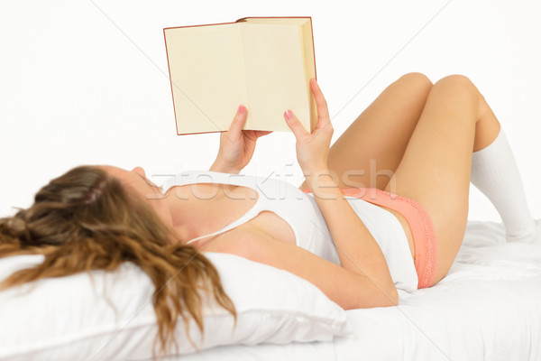 Lesung Schlafzimmer schönen home Buch Stock foto © Steevy84