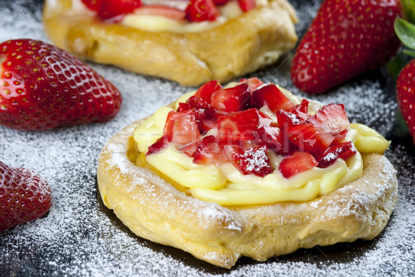 Stock photo: Zeppole with strawberry- tipical italian pastry