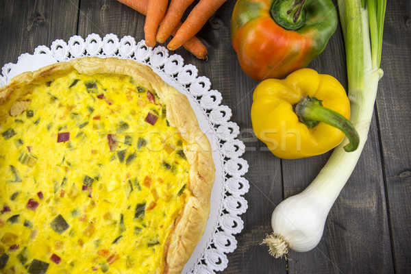 Savory pie with peppers, onion, carrots and zucchini Stock photo © stefanoventuri