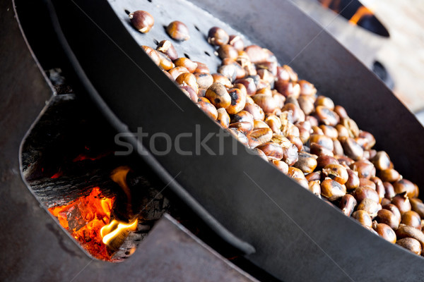 Organic Brown Chestnuts Roasting over a hot fire  Stock photo © stefanoventuri