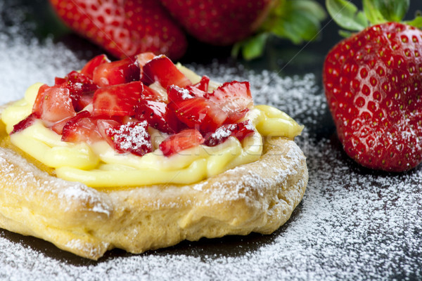Zeppole with strawberry- tipical italian pastry Stock photo © stefanoventuri
