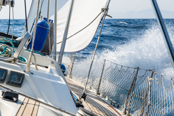 Fast sailing cruising yacht at heeling Stock photo © Steffus