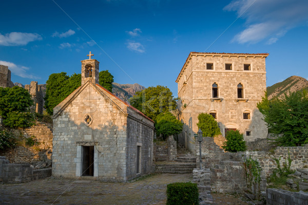 Stock photo: Old Bar fortress buildings at sunset, Montenegro